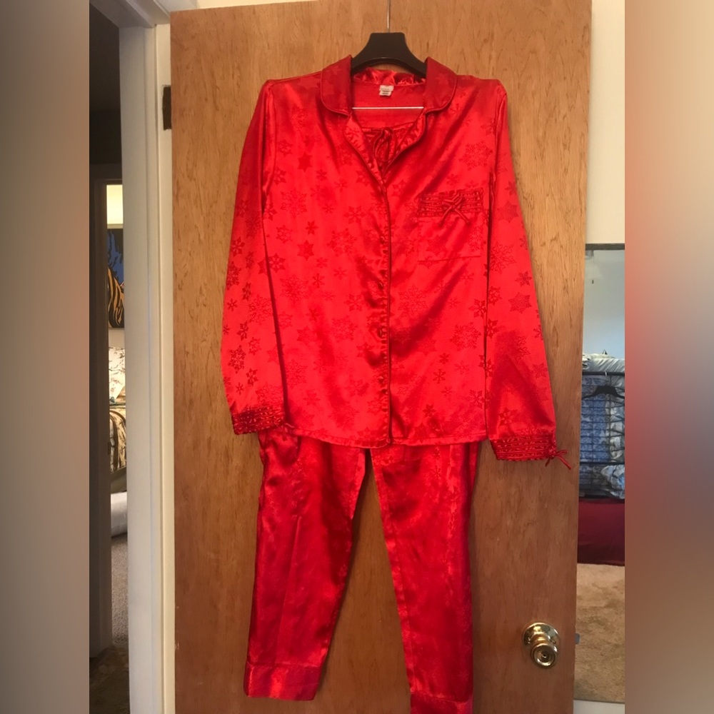 Red Satiny PJ Set size M